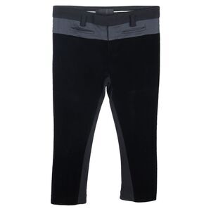 Haider Ackermann Velour-Effect Cropped Trousers in Black and Grey Cotton